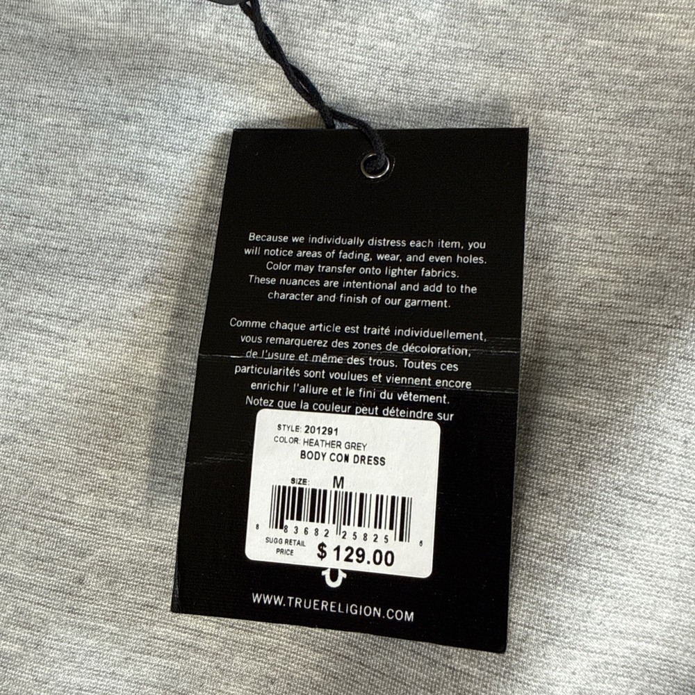 NWT True Religion dress Bodycon Women's Medium Gray Midi Mesh Sleeveless Stretch - Picture 4 of 12